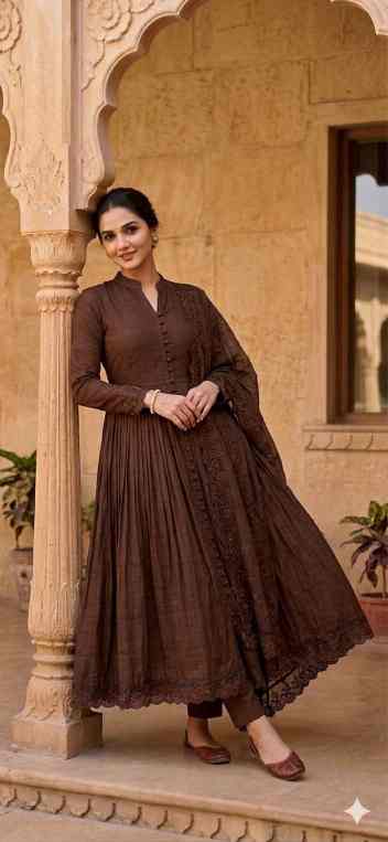 Designer Party Wear Embroidery Gown Set - Image 2