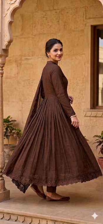 Designer Party Wear Embroidery Gown Set - Image 6