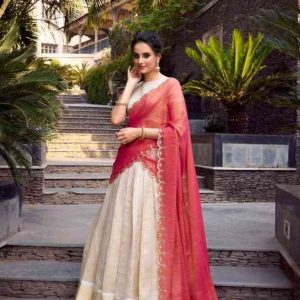 Elegant Golden Zari Weaving Lehenga Choli Set