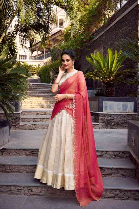 Elegant Golden Zari Weaving Lehenga Choli Set