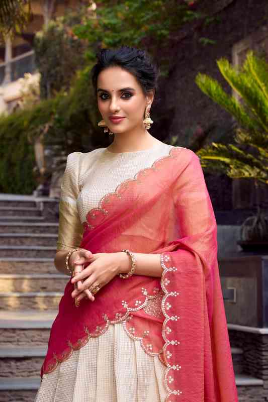 Elegant Golden Zari Weaving Lehenga Choli Set - Image 4