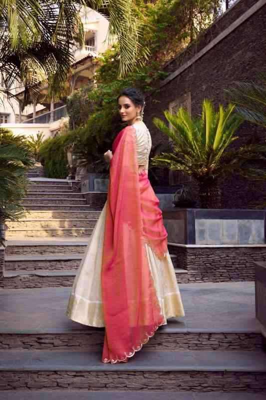 Elegant Golden Zari Weaving Lehenga Choli Set - Image 2