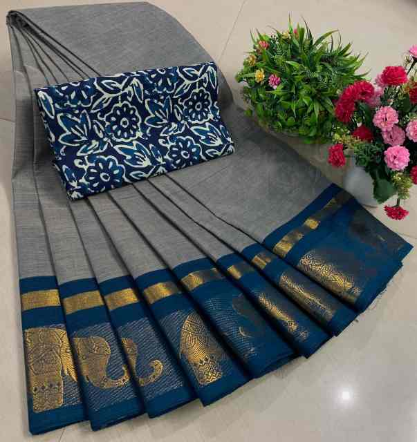 Chettinadu Pure Cotton Saree With Kalamkari Blouse Collection - Image 2