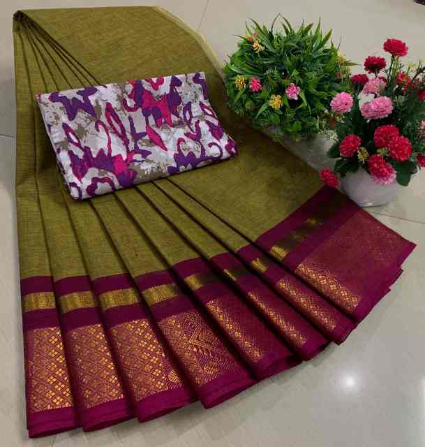 Chettinadu Pure Cotton Saree With Kalamkari Blouse Collection - Image 3