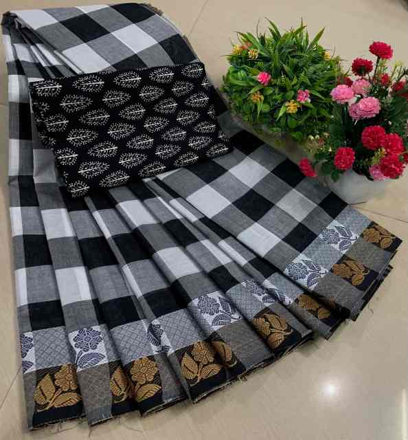 Chettinadu Pure Cotton Saree With Kalamkari Blouse Collection