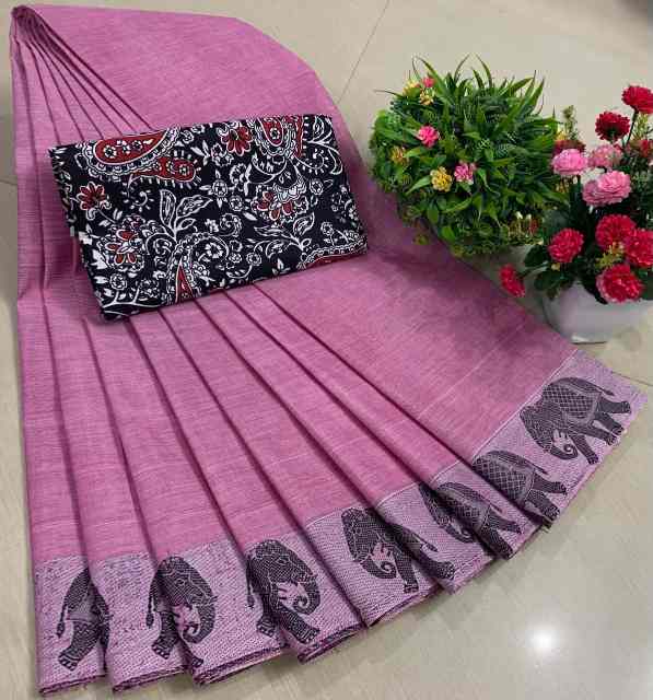 Chettinadu Pure Cotton Saree With Kalamkari Blouse Collection - Image 7