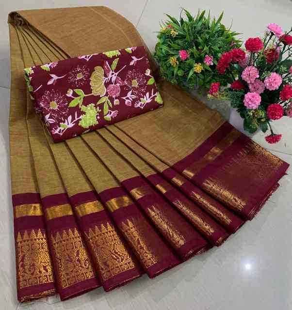 Chettinadu Pure Cotton Saree With Kalamkari Blouse Collection - Image 14