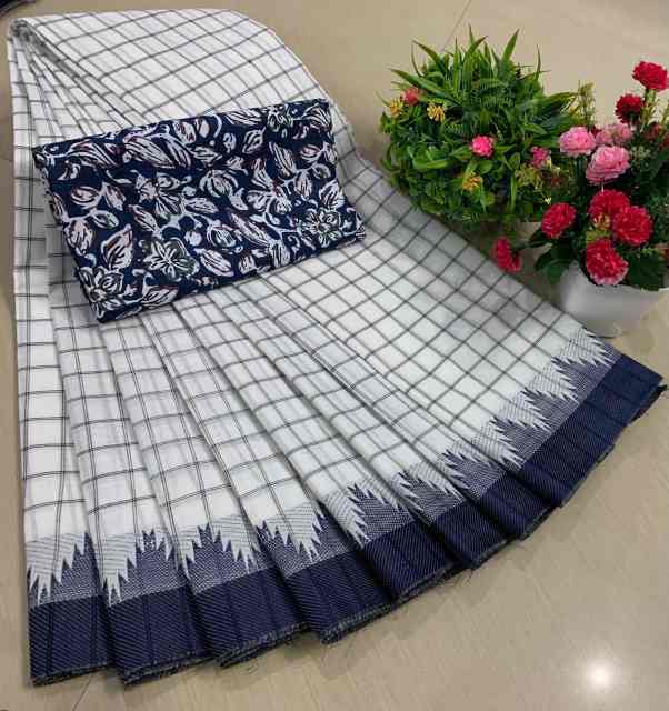 Chettinadu Pure Cotton Saree With Kalamkari Blouse Collection - Image 5
