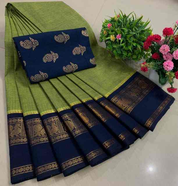 Chettinadu Pure Cotton Saree With Kalamkari Blouse Collection - Image 17