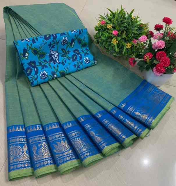 Chettinadu Pure Cotton Saree With Kalamkari Blouse Collection - Image 22