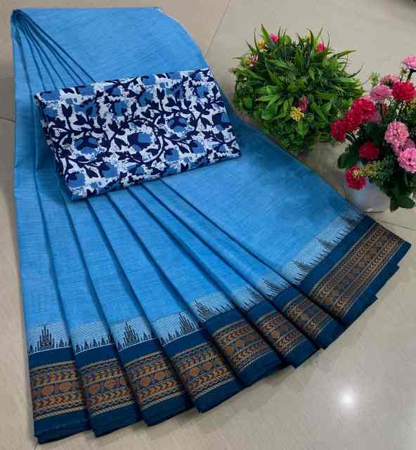 Chettinadu Pure Cotton Saree With Kalamkari Blouse Collection - Image 20