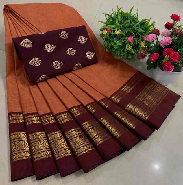 Chettinadu Pure Cotton Saree With Kalamkari Blouse Collection - Image 25
