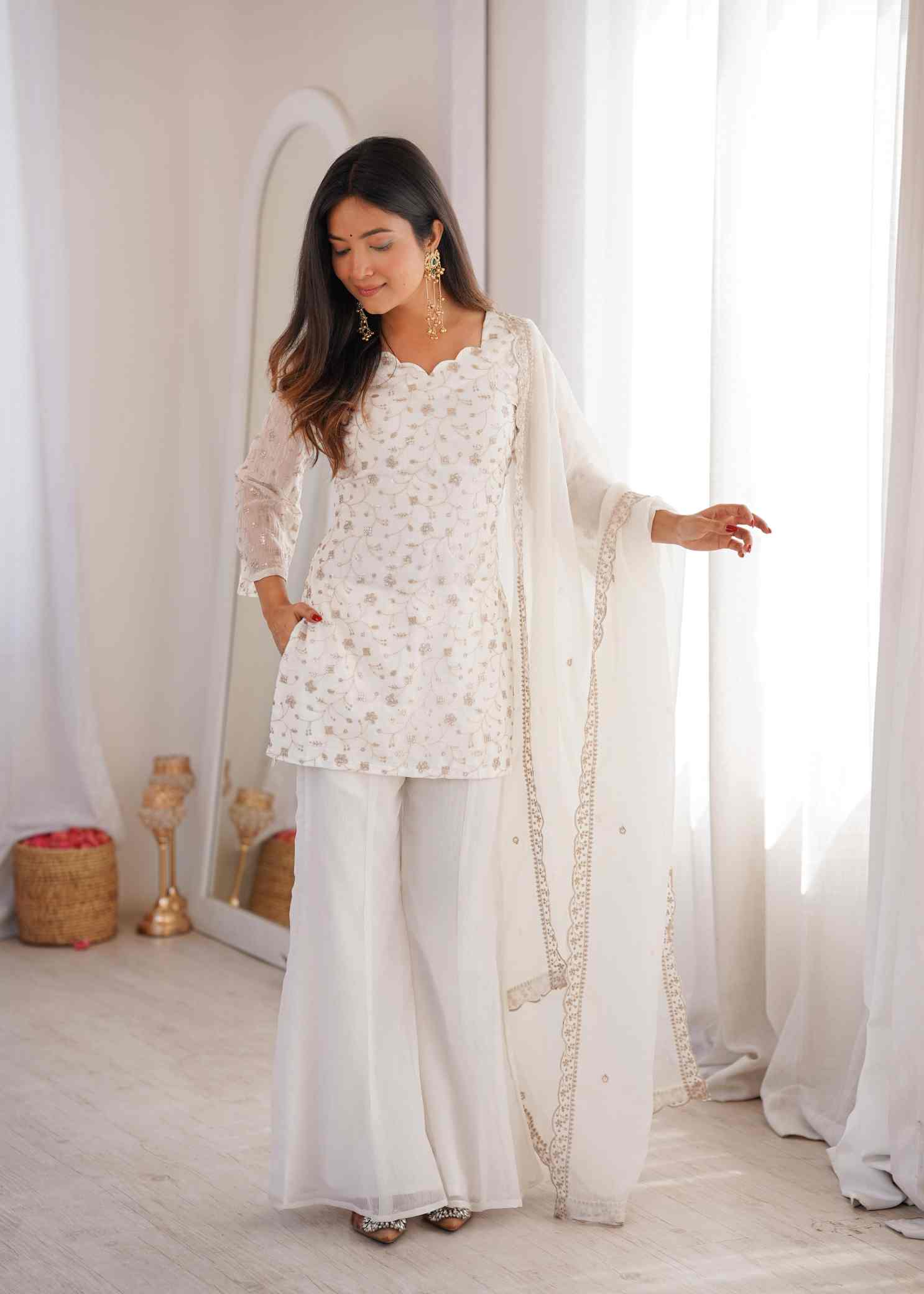 Premium Crunchy Silk Kurti, Bell Bottom Pant & Dupatta Set - Image 6