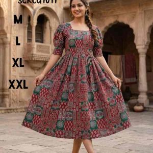 Kalamkari Cotton Umbrella Gown