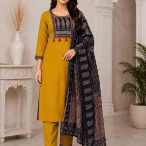 Ajrakh Print Cotton Straight Kurti Pant Set with Dupatta
