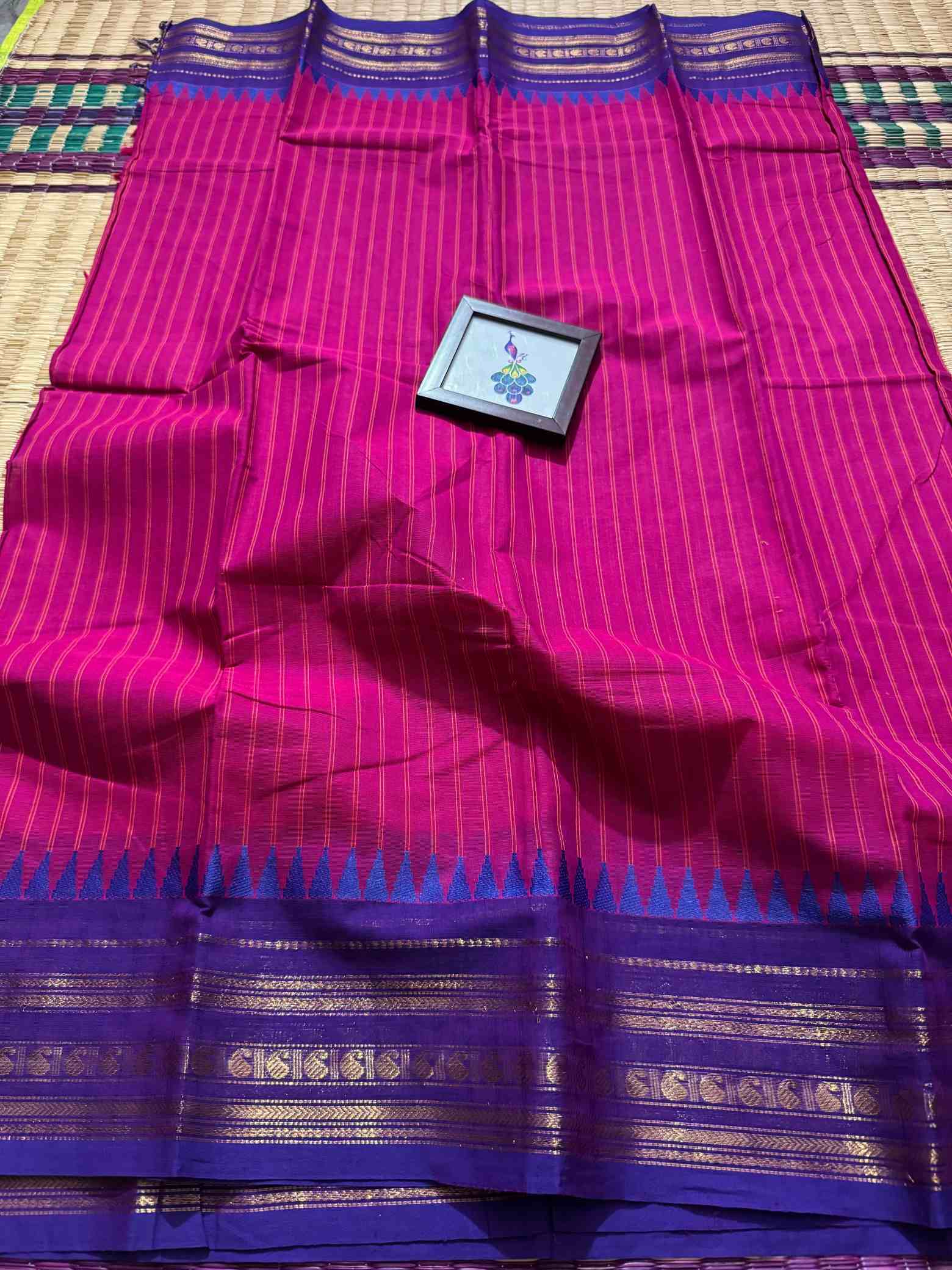 Thandavalam Vertical Stripe Pure Cotton Saree - Image 6