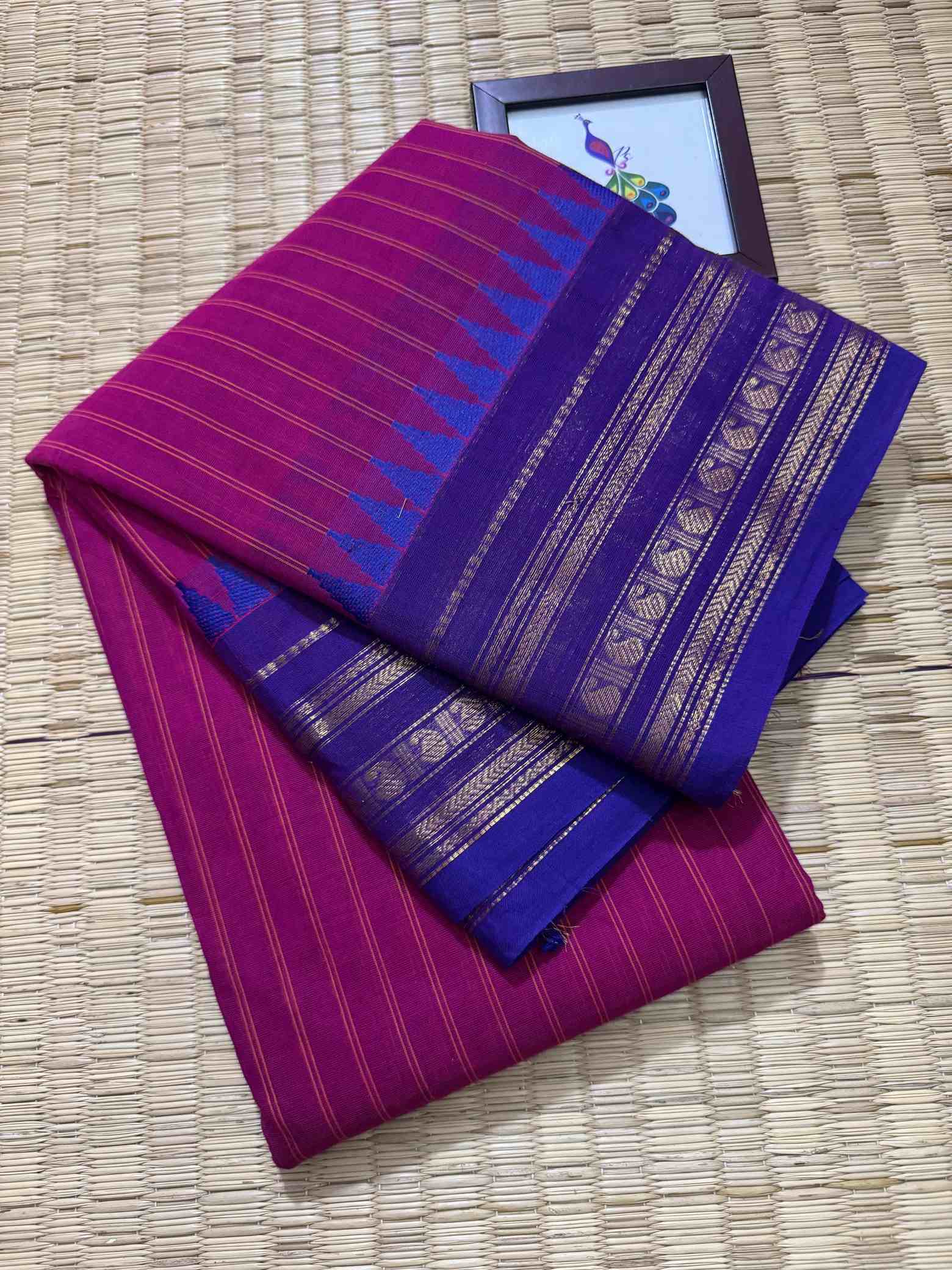 Thandavalam Vertical Stripe Pure Cotton Saree - Image 2