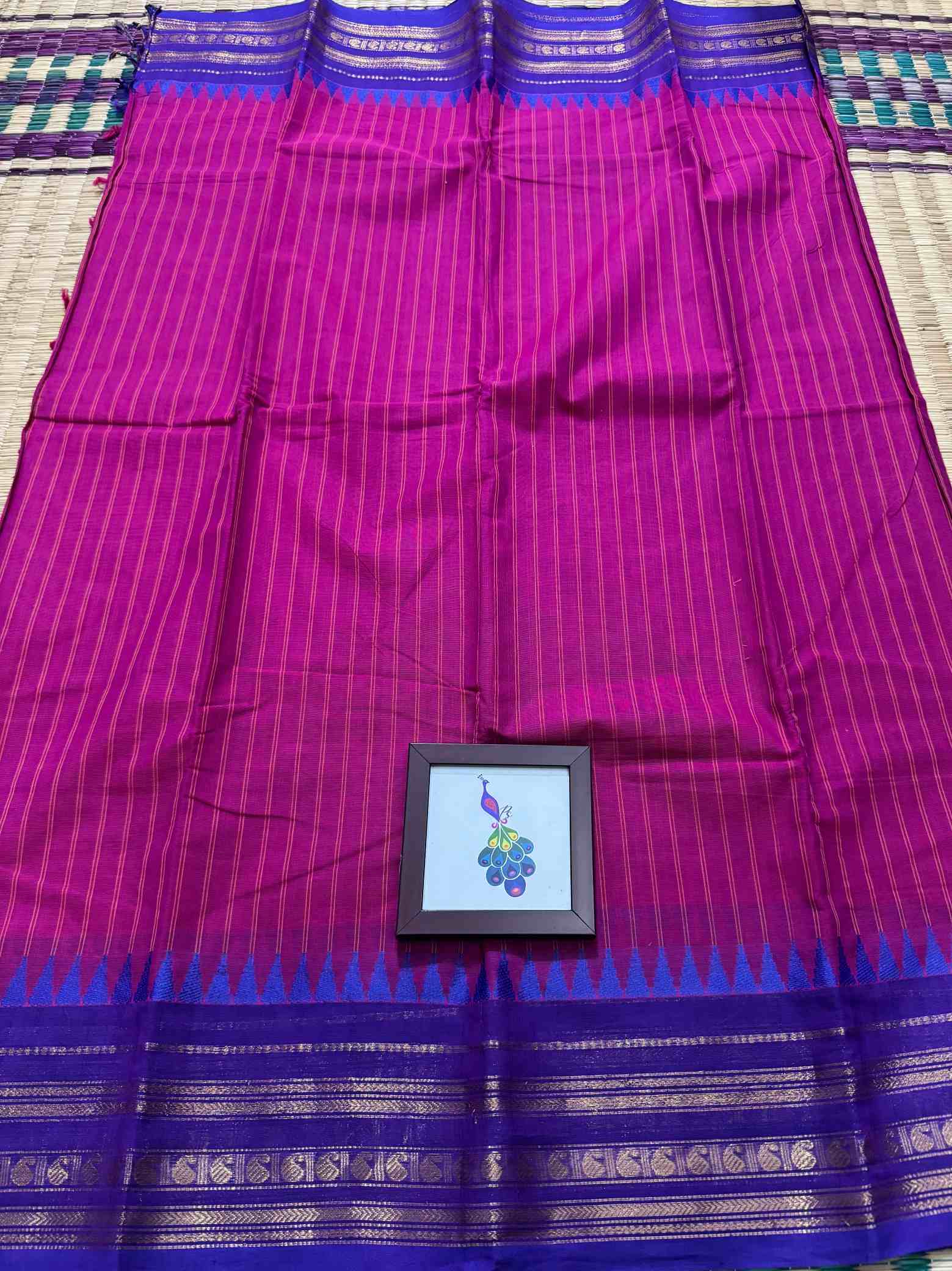 Thandavalam Vertical Stripe Pure Cotton Saree - Image 4