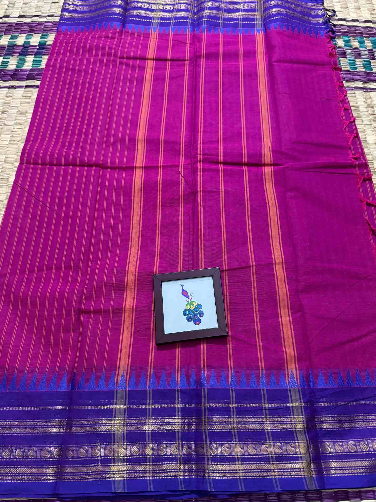 Thandavalam Vertical Stripe Pure Cotton Saree - Image 5