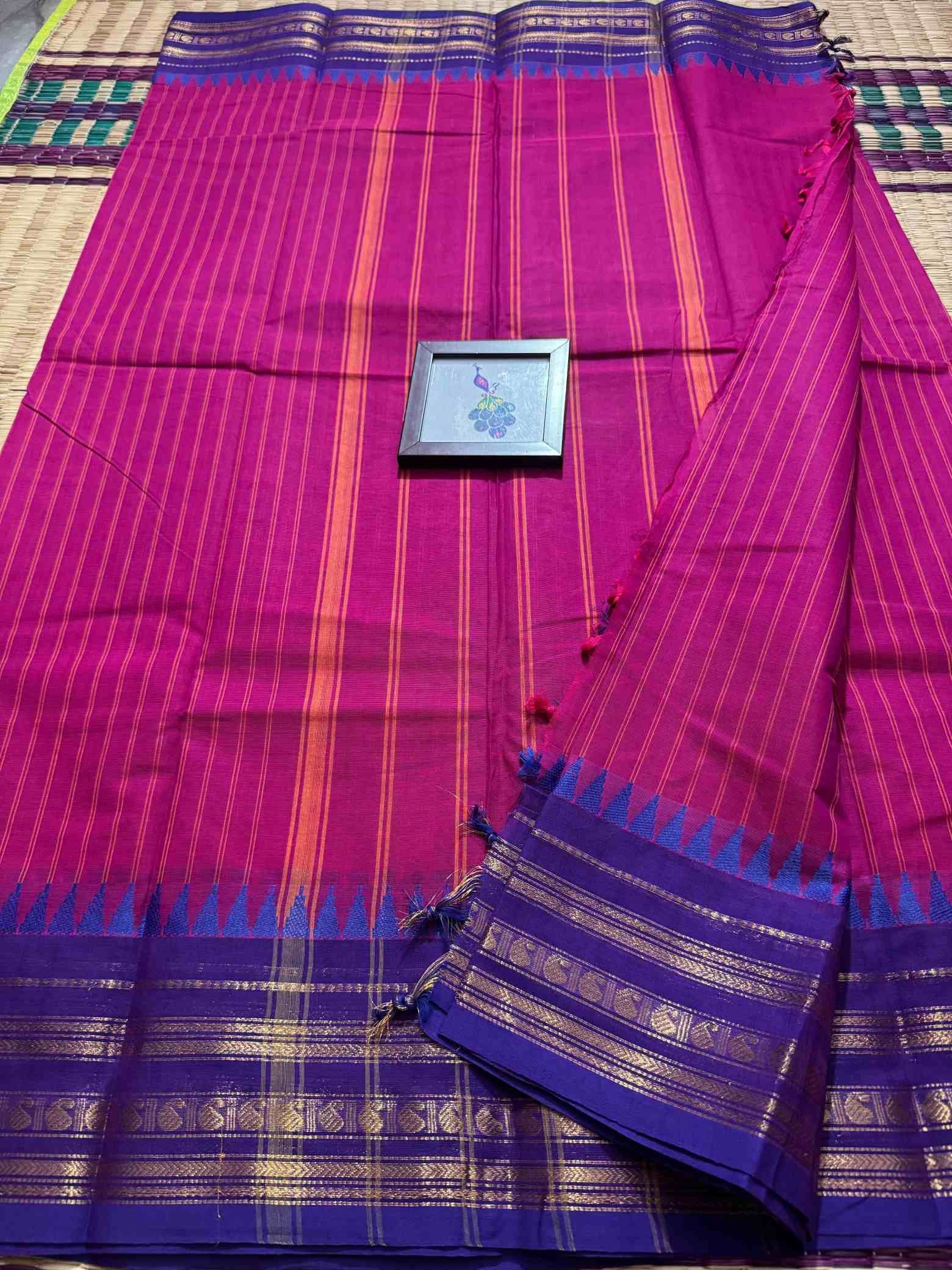 Thandavalam Vertical Stripe Pure Cotton Saree - Image 12