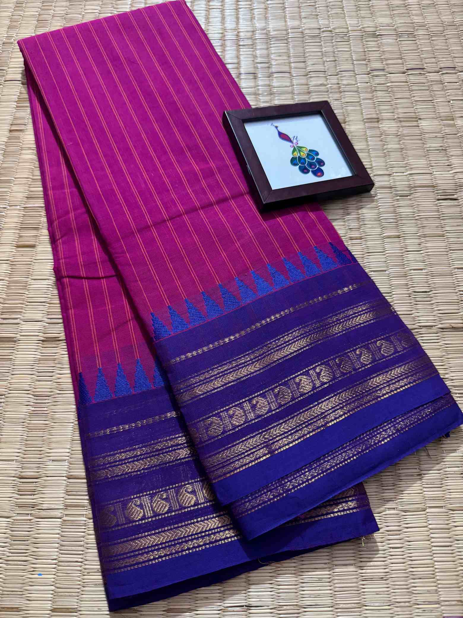 Thandavalam Vertical Stripe Pure Cotton Saree - Image 17