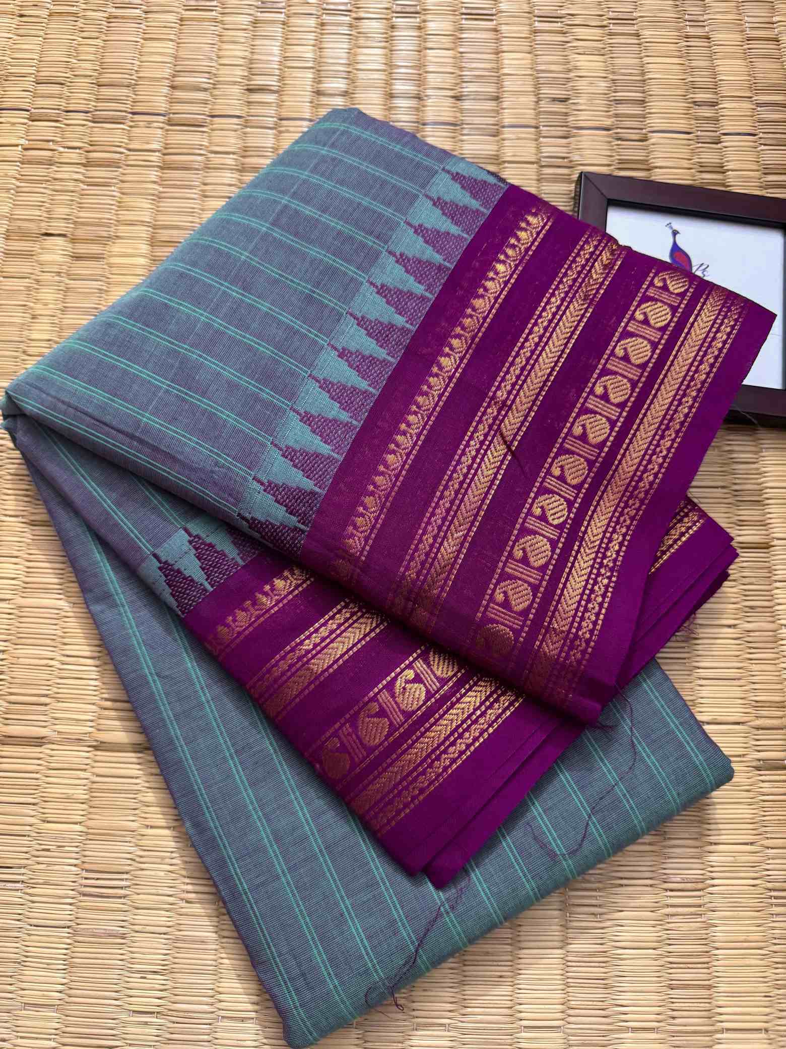 Thandavalam Vertical Stripe Pure Cotton Saree - Image 14