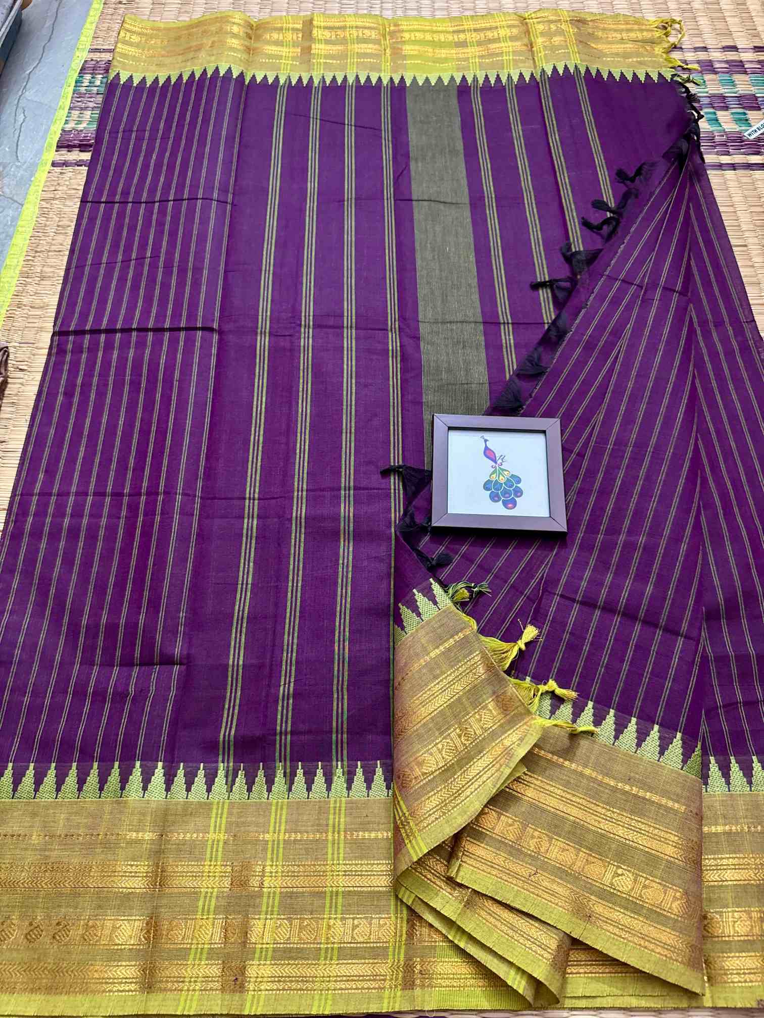 Thandavalam Vertical Stripe Pure Cotton Saree - Image 15