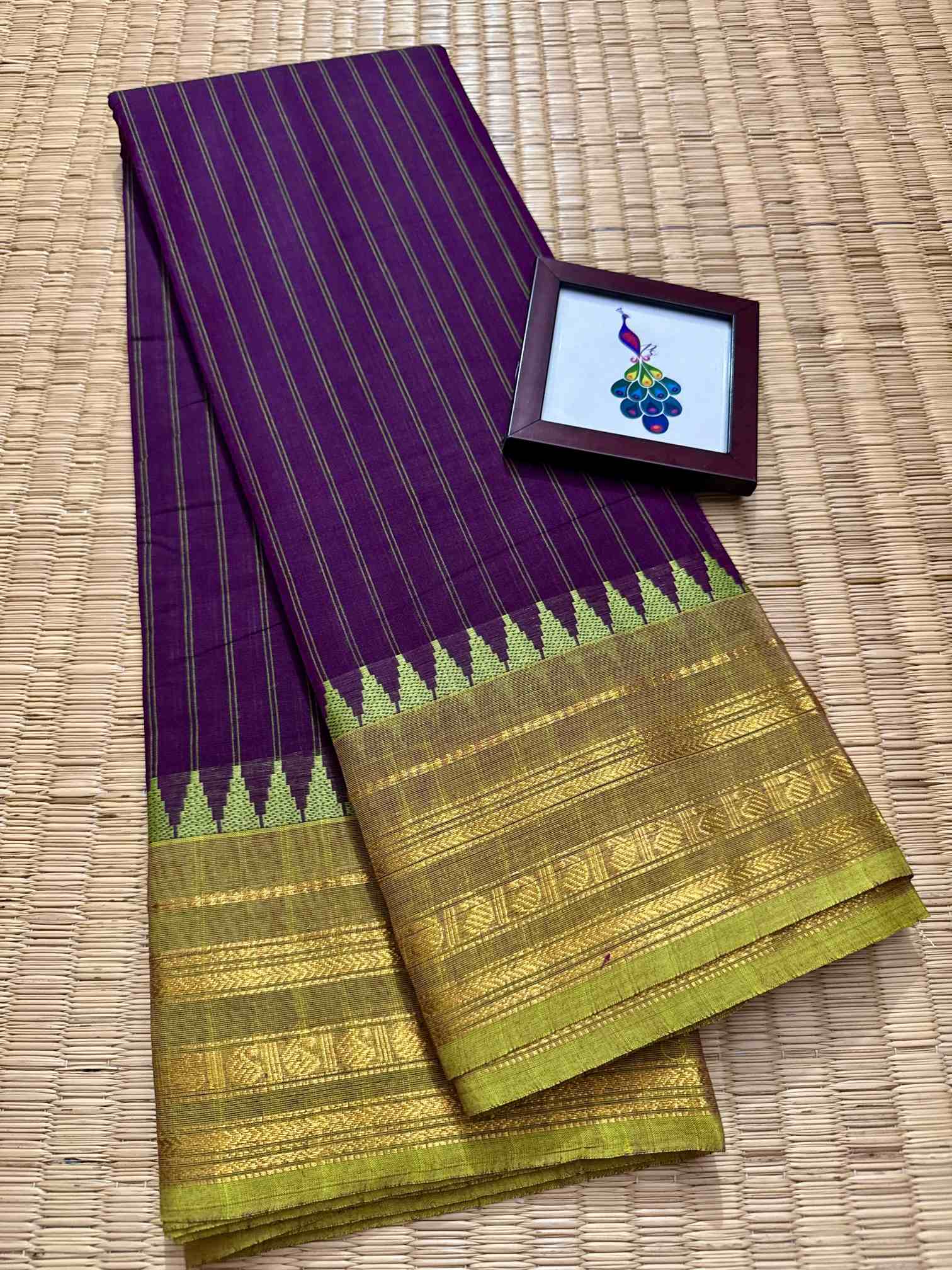 Thandavalam Vertical Stripe Pure Cotton Saree - Image 13