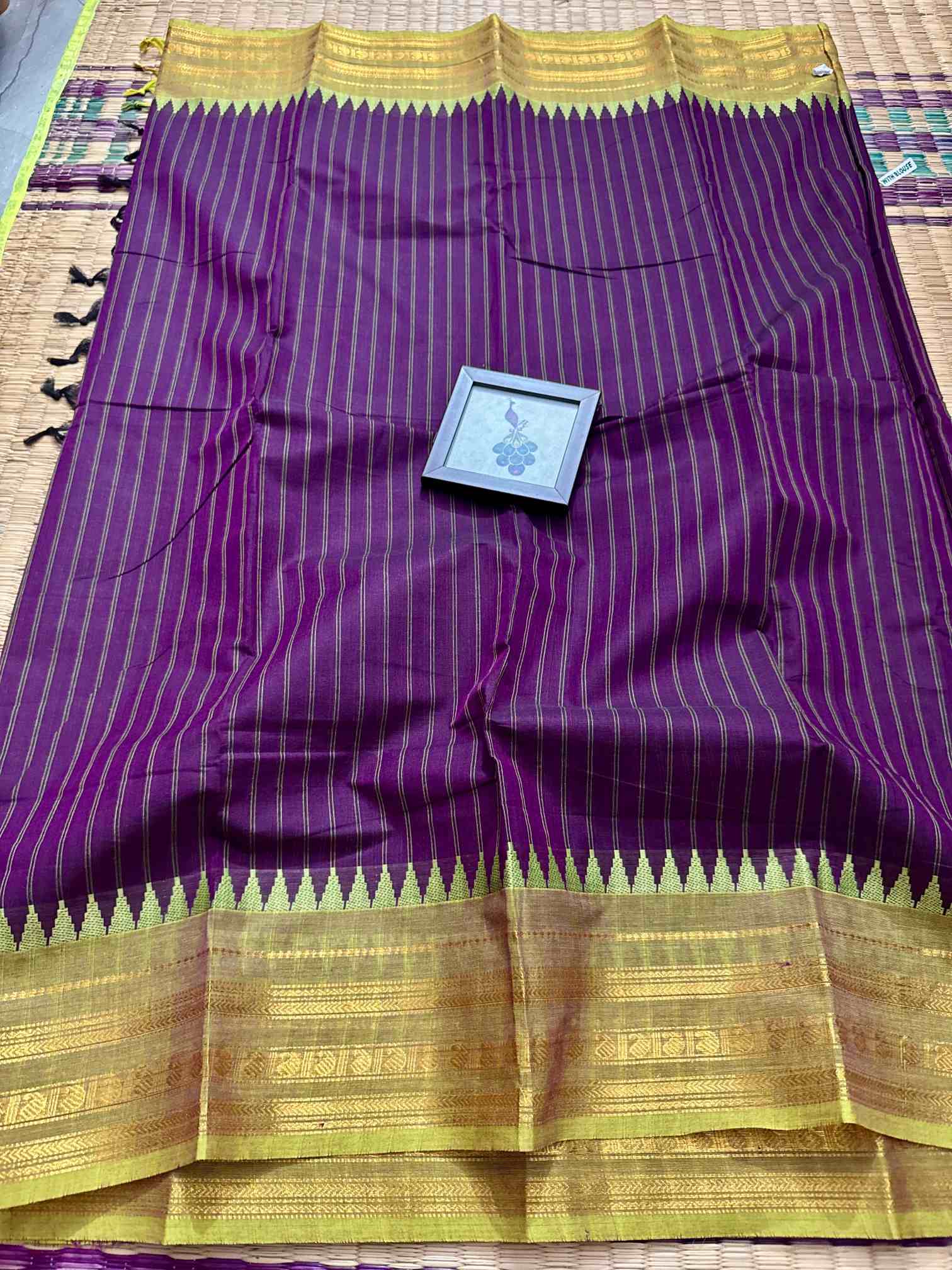 Thandavalam Vertical Stripe Pure Cotton Saree - Image 10