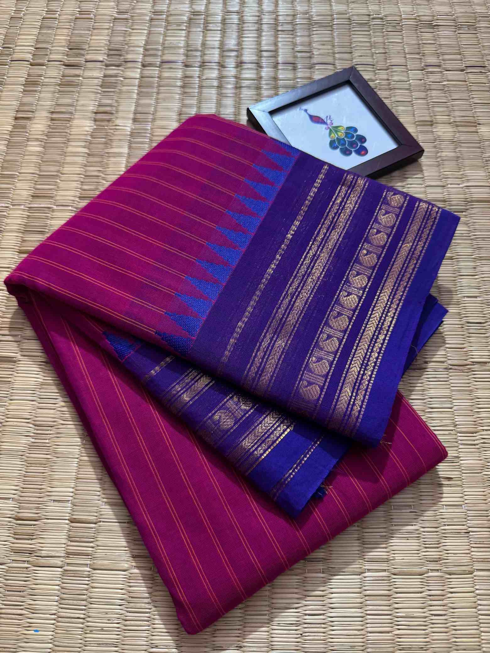 Thandavalam Vertical Stripe Pure Cotton Saree - Image 16