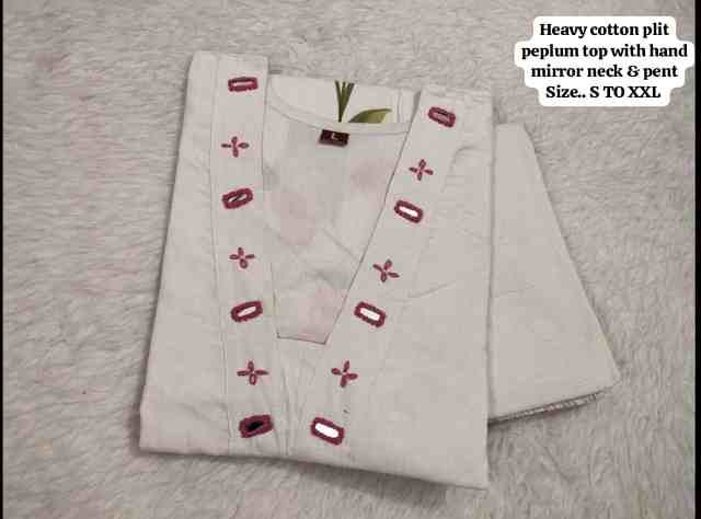 Premium Cotton Peplum Top & Palazzo Set - Image 3