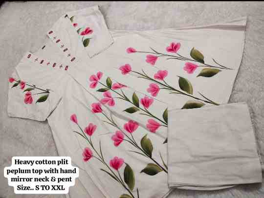 Premium Cotton Peplum Top & Palazzo Set - Image 2