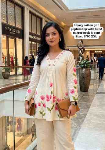 Premium Cotton Peplum Top & Palazzo Set - Image 4