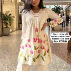 Premium Cotton Peplum Top & Palazzo Set