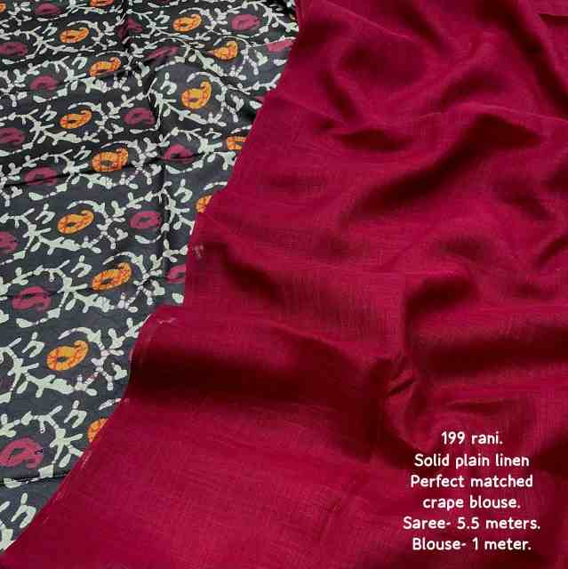 Dark Linen Soft Linen Saree - Image 5