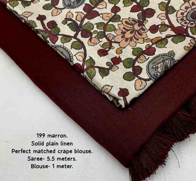 Dark Linen Soft Linen Saree - Image 4