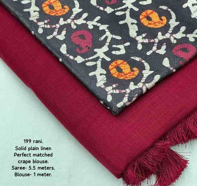 Dark Linen Soft Linen Saree - Image 6