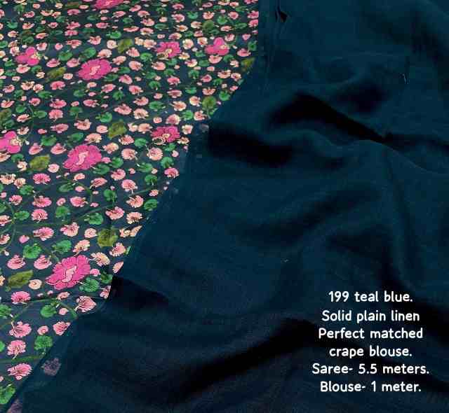 Dark Linen Soft Linen Saree - Image 3