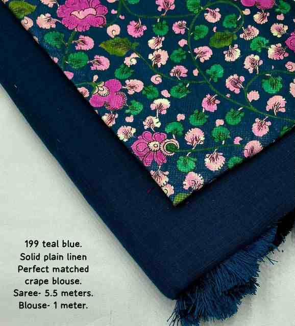 Dark Linen Soft Linen Saree - Image 2