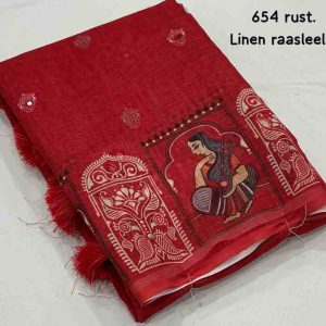 Raas Linen Kalamkari Printed Saree