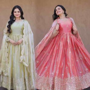 Designer Fendi Silk Gown with Dupatta Collection