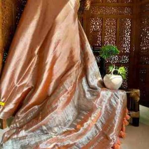 Crash Tissue Linen Handloom Saree