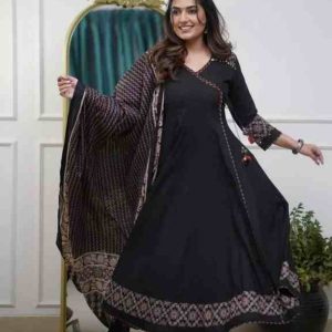 Elegant Angrakha Style Kurta Pant & Dupatta Set