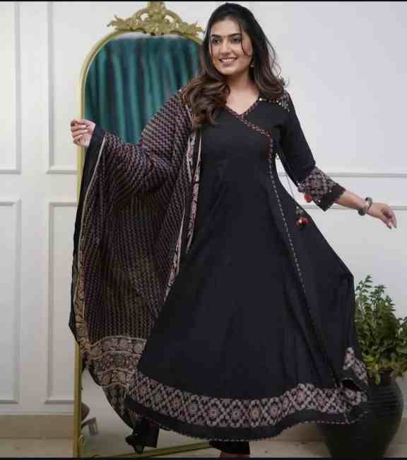 Elegant Angrakha Style Kurta Pant & Dupatta Set
