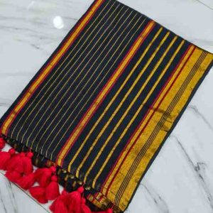 Exclusive Zari Stripe Mul Cotton Saree